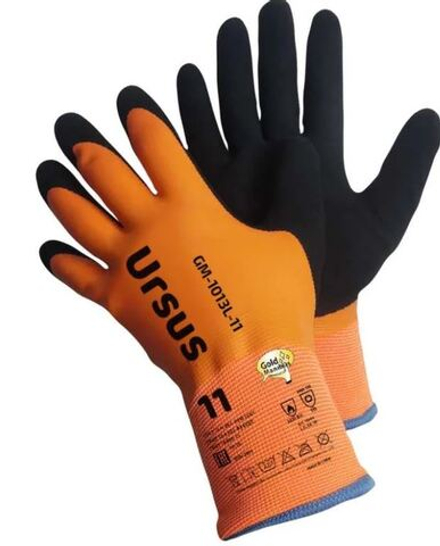 Теплые зимние перчатки Ursus из акрила 7G оранжевый цвет с Ultra/Microfoam покрытием р.11 (XXL)