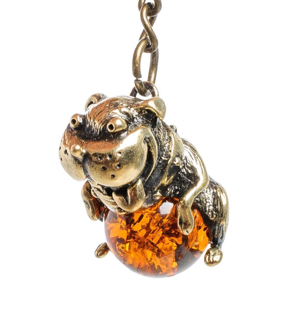 AM- 861 Брелок «Собака» (латунь, янтарь)