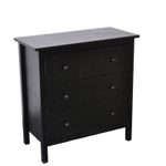 Черный деревянный комод Хермес с 3 ящиками с металлическими ручками и органайзерами для хранения вещей, комод на ножках для игрушек, из массива сосны