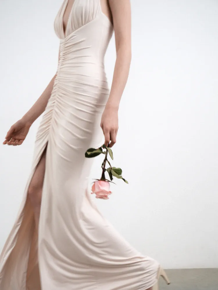 Луна макси (Luna maxi), платье макси из молочного бифлекса