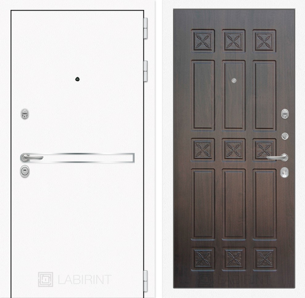 Входная металлическая дверь Лабиринт Лайн WHITE 16 Алмон 28 Винорит (Белые входные двери)