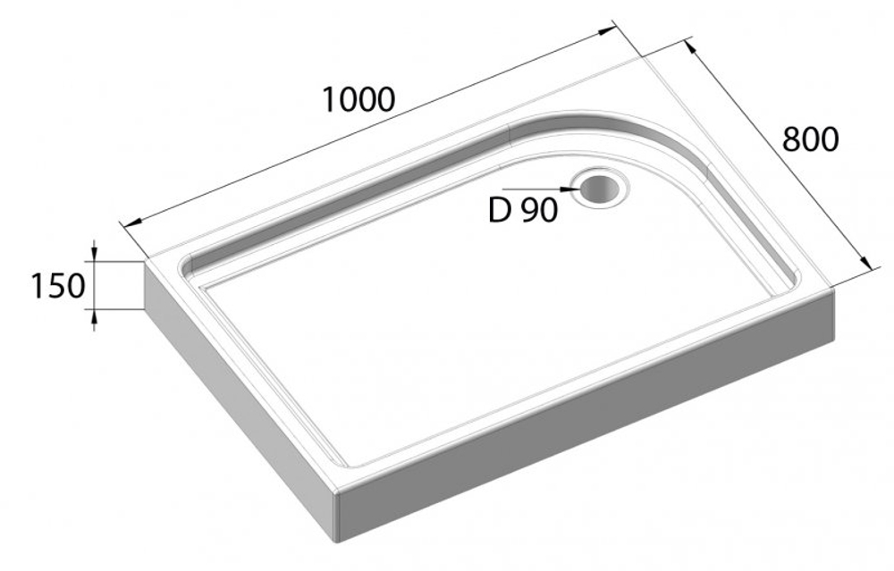 Акриловый поддон для душа BelBagno Tray R 100x80x15 TRAY-BB-AH-100/80-15-W-R Белый R с антискользящим покрытием
