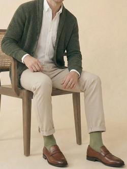 Носки высокие мужские, набор 3 пары, шалфей