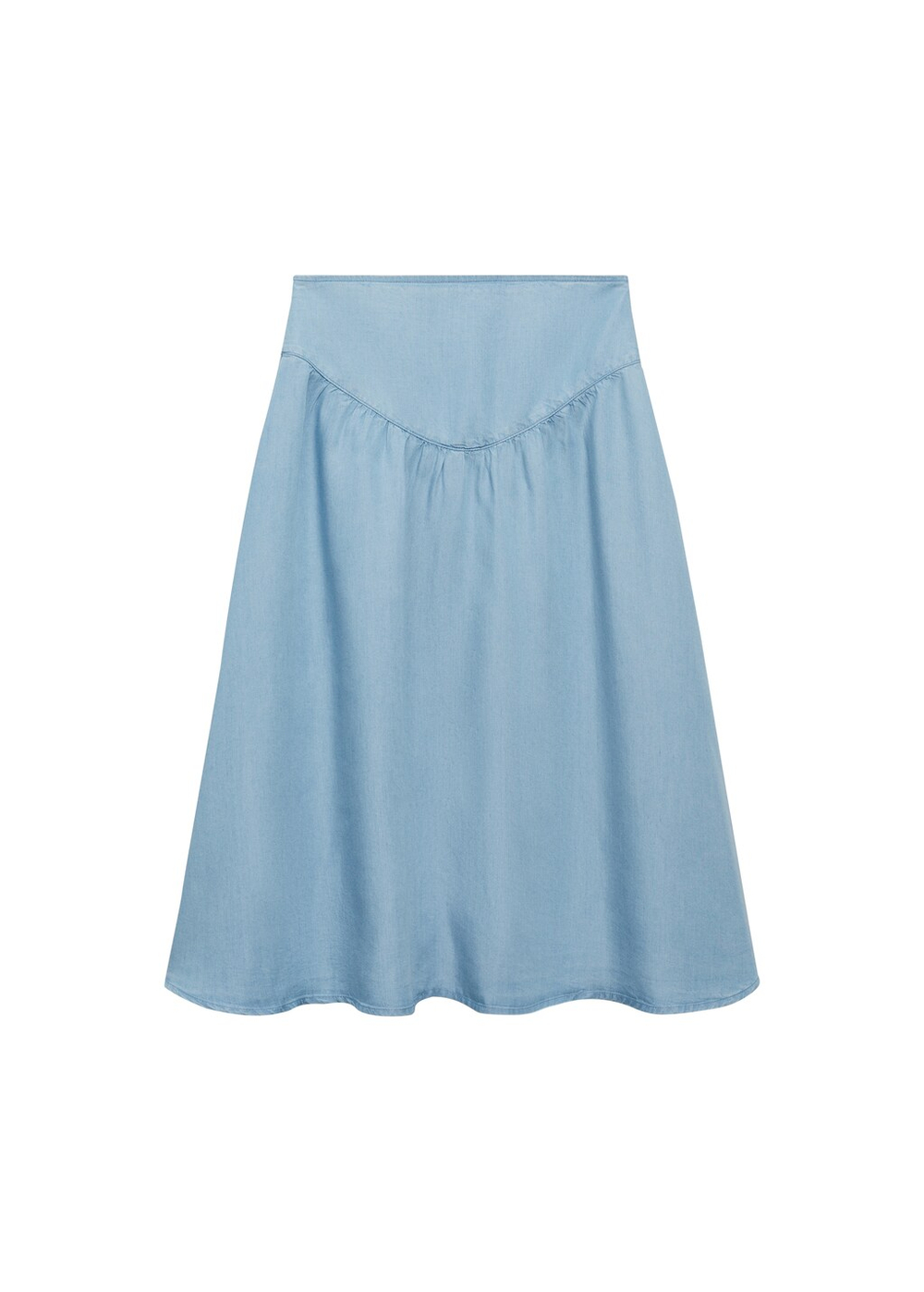 Миди-юбка из мягкого денима со сборкой