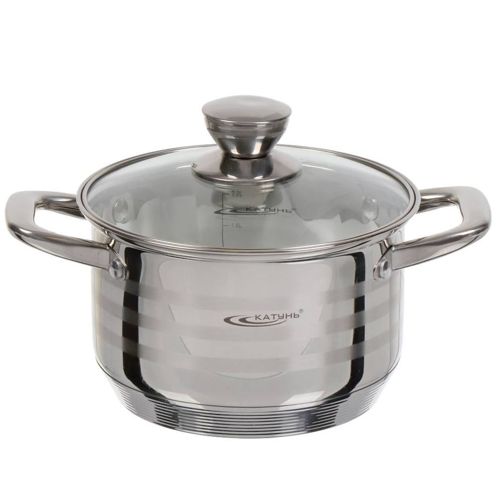 Кастрюля нерж, 2.5 л, с крыш, кругл, Катунь, Элис, КТ16-D-18, индукц