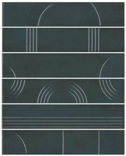 Панно Мажорель зелёный тёмный глянцевый (из 6 частей 6х28.5) (KMP3STA008RN6X)