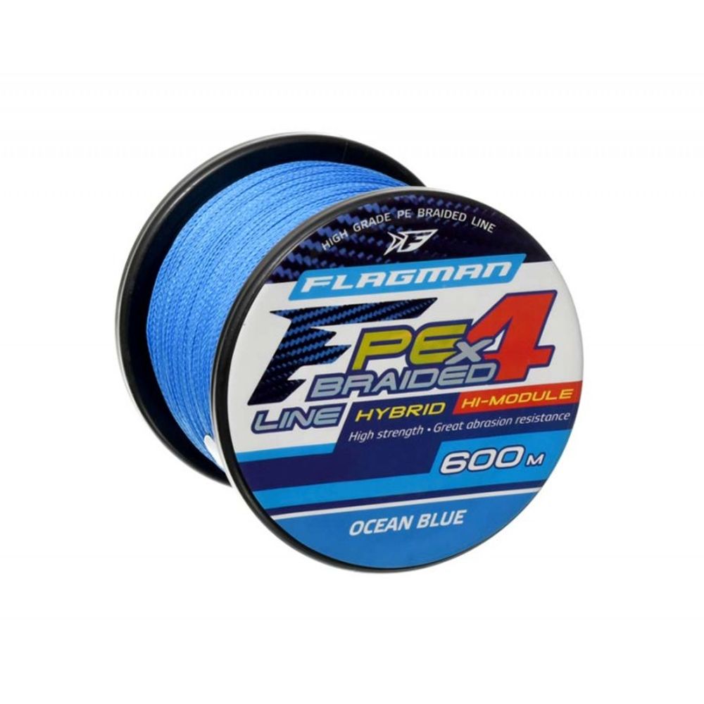 FLAGMAN Шнур PE Hybrid F4 600м Ocean Blue 0,50мм 32,5кг 70lb