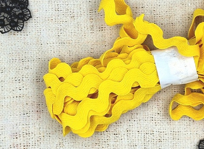 Тесьма Вьюнок хлопок, 10 мм, жёлтый