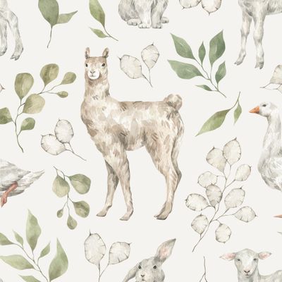 Лама, гусь, овечка, колик, листья