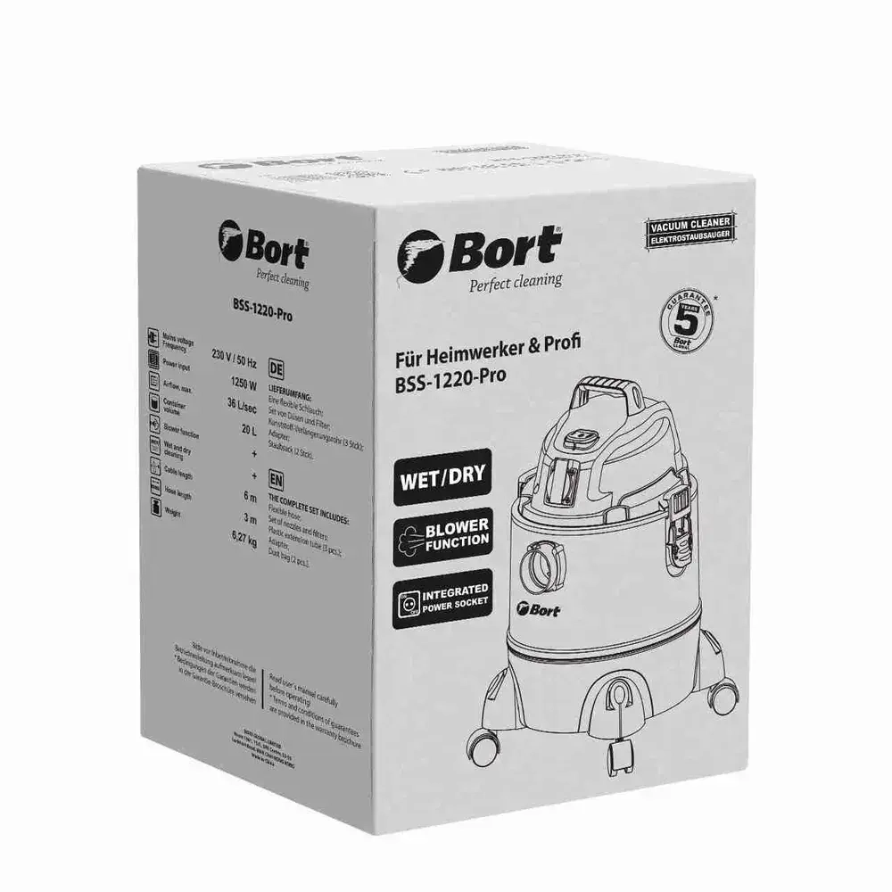 Пылесос для сухой и влажной уборки BORT BSS-1220-Pro