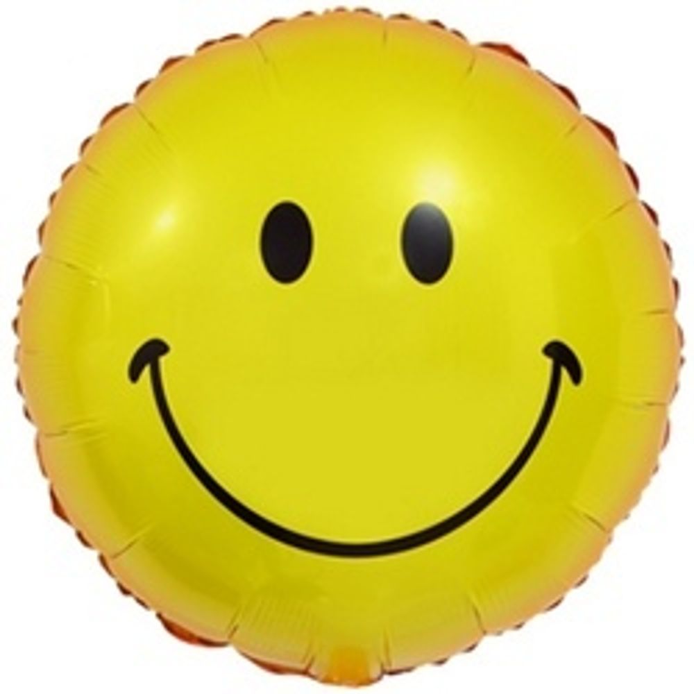 Шар (18"/46 см) Круг, Смайл, Желтый