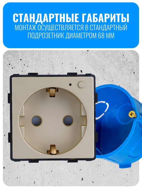 Умная Wi-Fi розетка с заземлением Smart Aura серия Classic без рамки