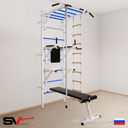Шведская стенка Sv Sport усиленная 665 (Турник рукоход/Брусья/Стойка/Скамья/Канат/Лестница)