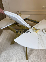 Круглый стол "Бонжур", керамогранит, белый мрамор