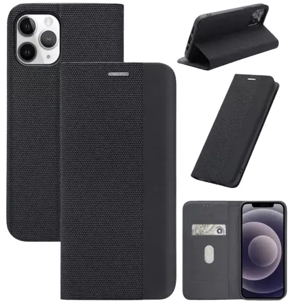 Чехол книжка Mesh Leather для iPhone 13 Pro черный