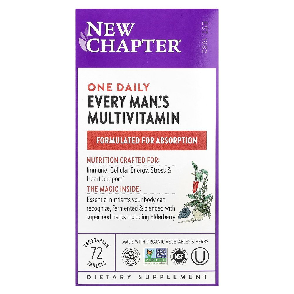 New Chapter, Мультивитамины для мужчин One Daily, 72 вегетарианские таблетки