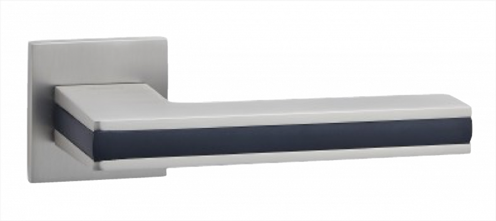 Ручка цинковая на тонком квадратном основании ABRISS R50.187 MSN/BL (Сатин/Черная вставка)