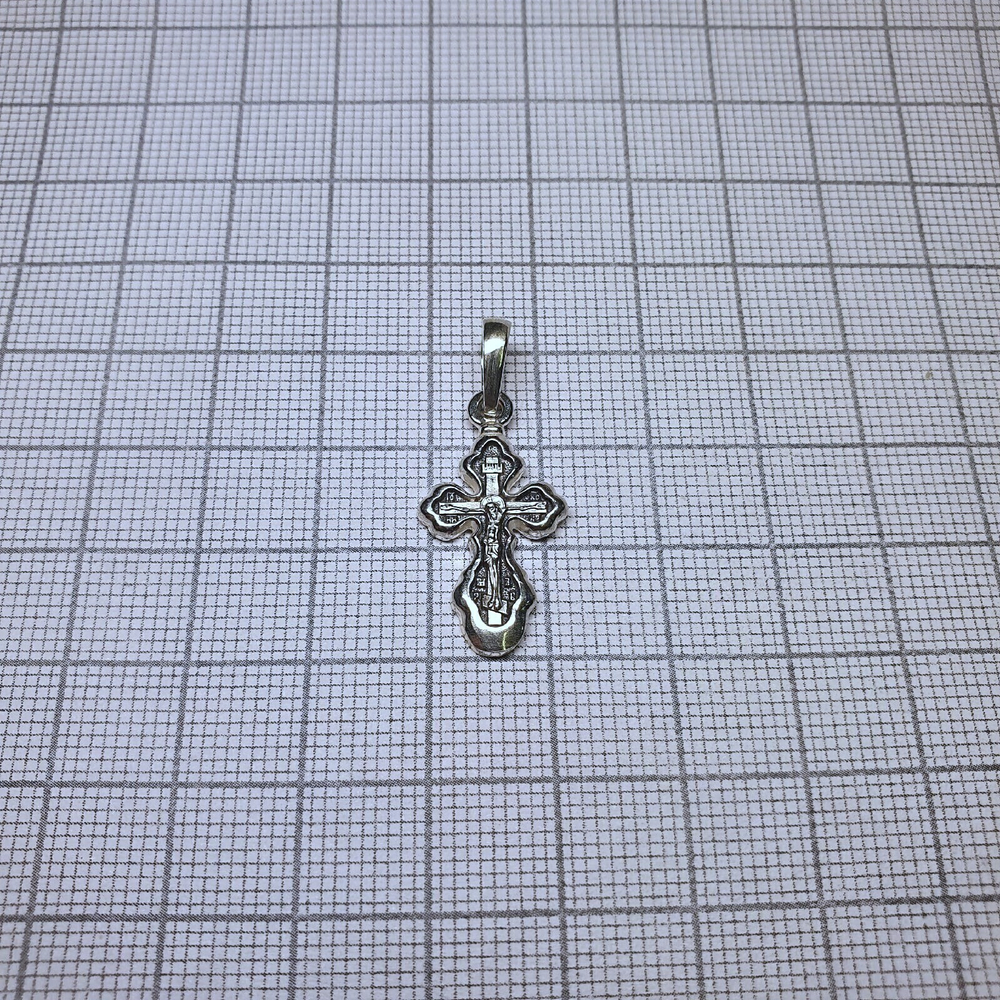 Крест из серебра/Частичное чернение/С подвижным ухом