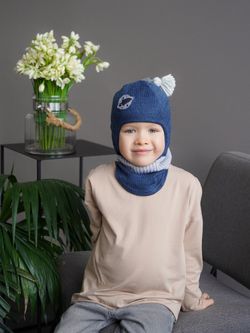 Шлем весенний/осенний вязаный (Джинс) КЕРО