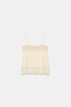 ZARA РОМАНТИЧНЫЙ ТОП НА БРЕТЕЛЯХ, ЭКРЮ