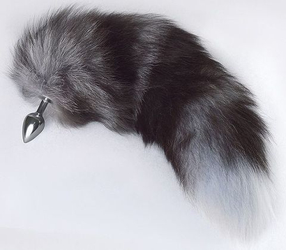 Анальная пробка Sitabella с пушистым пушистым хвостом, серебристая