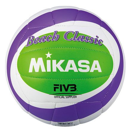 Мяч вол. пляжн. MIKASA BV543C-VXB-VLG, 18 панелей,синт.кожа (ТПУ),маш.сш., бут.кам, бело-фиол-зел