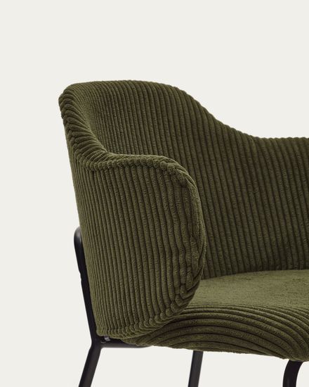 Suanna Стул из зеленого вельвета с черными стальными ножками La Forma Испания 