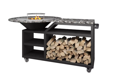 Дровяной гриль-очаг Elbrus Grill Памир 1000 Pro со столешницей из натурального камня
