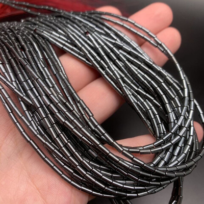 гтр42-ч Гематит синт. трубочки 4*2мм, чёрный, 20см