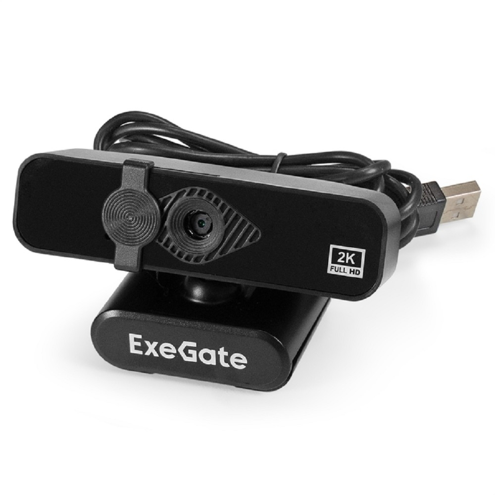 Веб-камера ExeGate EX296324RUS С958 2K (матрица 1/3.2" 5Мп, 2592x1944, 30fps, 4-линзовый объектив, автофокус, USB, микрофон с шумоподавлением, кабель 1,5 м, WindowsR 7/8/10/11, Mac OS 10.6 и