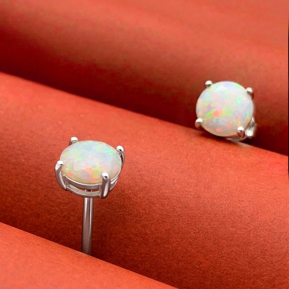 Серьги Вальс с белым опалом