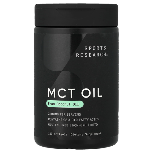 Sports Research, масло MCT, 120 капсул (1000 мг в 1 капсуле)