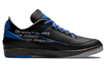 OFF-WHITE x Jordan Air Jordan 2 Retro Low SP "Black and Varsity Royal" deconstructed wear-resistant support lightweight low-cut retro basketball shoes for men and women with the same style black and blue