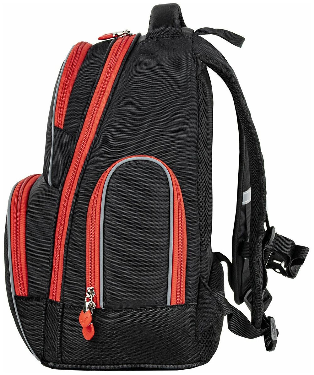 Рюкзак BRAUBERG CLASSIC, легкий каркас, премиум материал, "Motorbike", черный, 270583