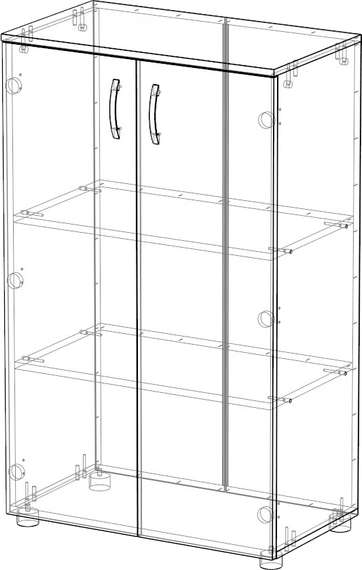 Стеллаж средний закрытый Стандарт Про ясень шимо светлый