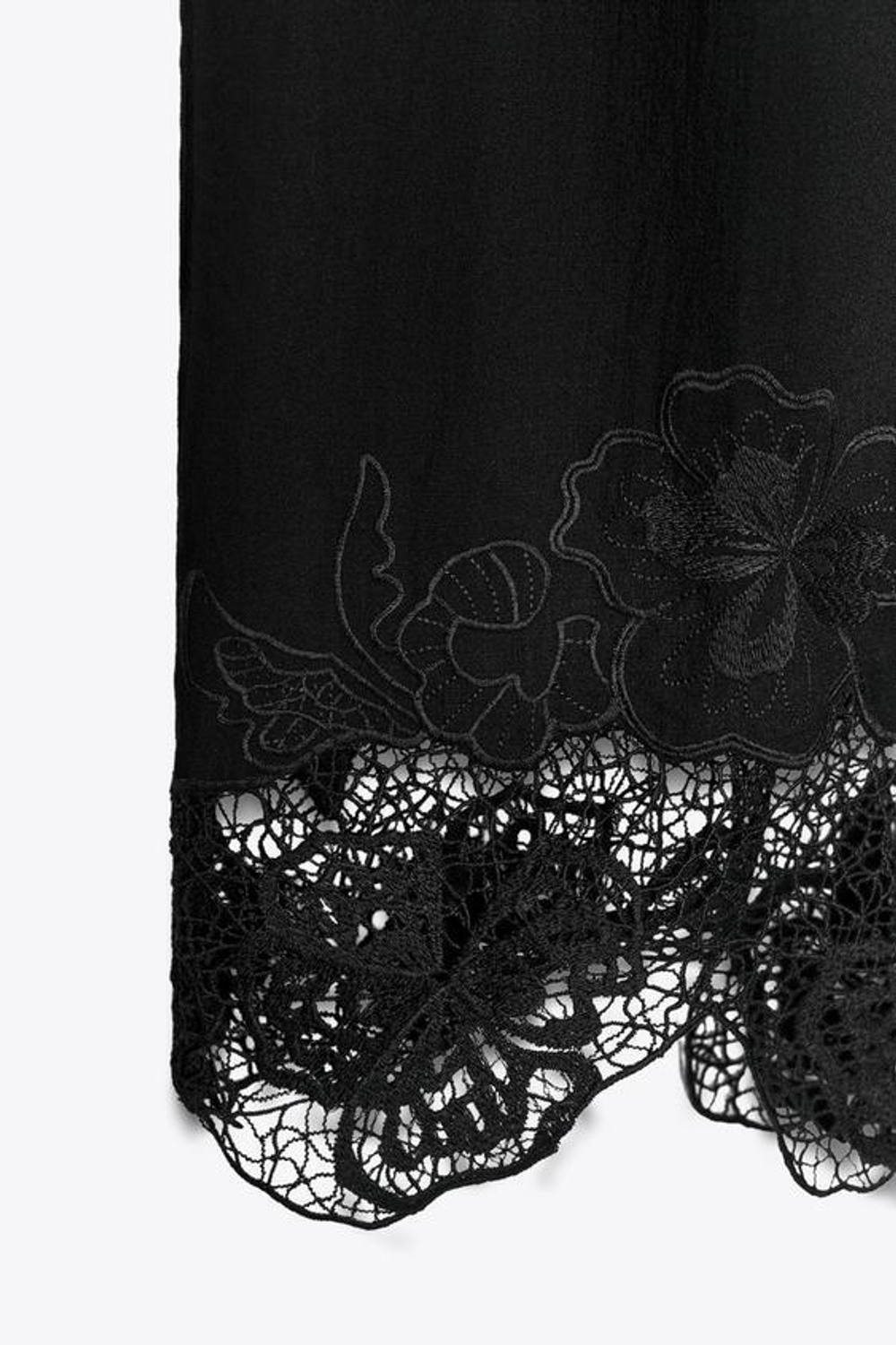 ZARA БРЮКИ-КЮЛОТЫ С ВЫШИВКОЙ, ЧЕРНЫЙ