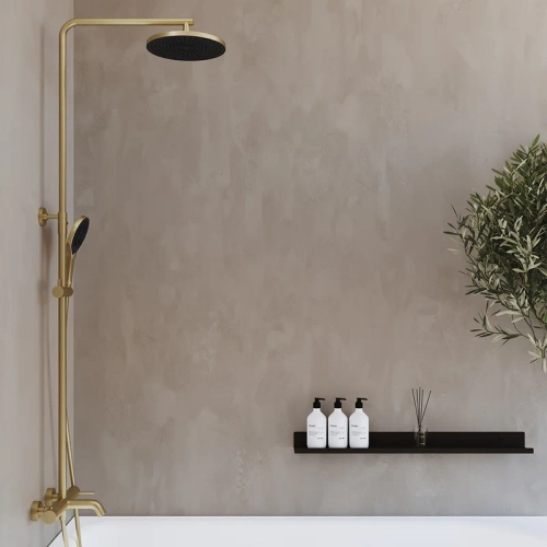 Душевая система Aqueduto CHUVA с изливом для ванны, шлифованное золото
