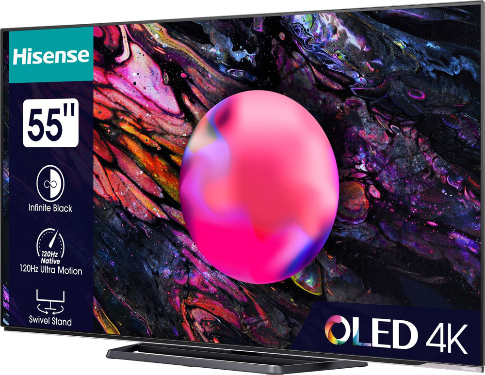 Телевизор OLED Hisense 55" 55A85K черный 4K Ultra HD 120Hz DVB-T DVB-T2 DVB-C DVB-S DVB-S2 USB WiFi Smart TV (RUS)