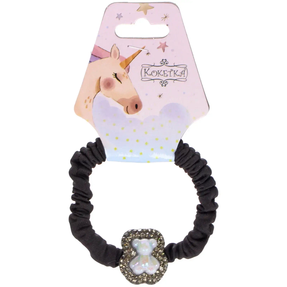 Резинка для волос 1шт «Франка», цвет черный, мишутка d-5,5см