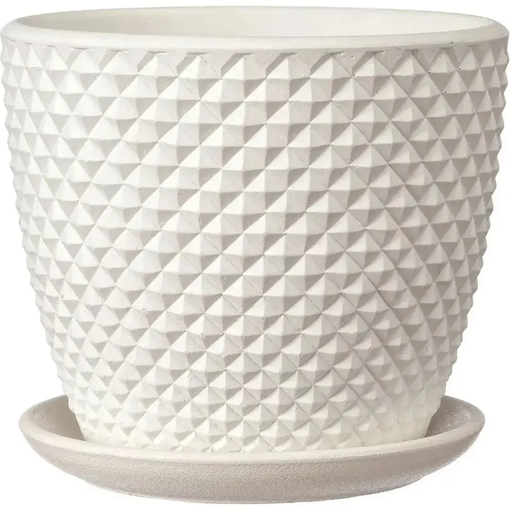 Горшок керамический Грань белый бутон №2