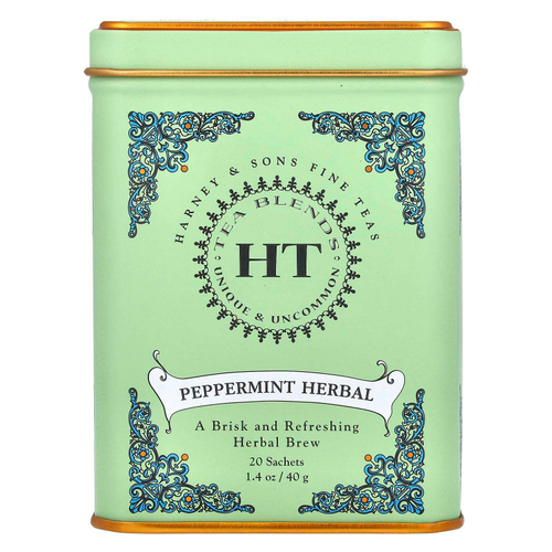 Harney & Sons, HT Tea Blends, травяная перечная мята, без кофеина, 20 пакетиков, 40 г (1,4 унции)
