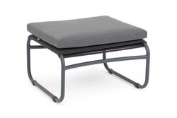 "Ането" пуф плетеный из роупа, каркас алюминий темно-серый (RAL7024) муар, роуп темно-серый круглый