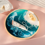 Деревянный круглый сервировочный поднос Art of Siberia для подачи с эпоксидной смолой. WS16