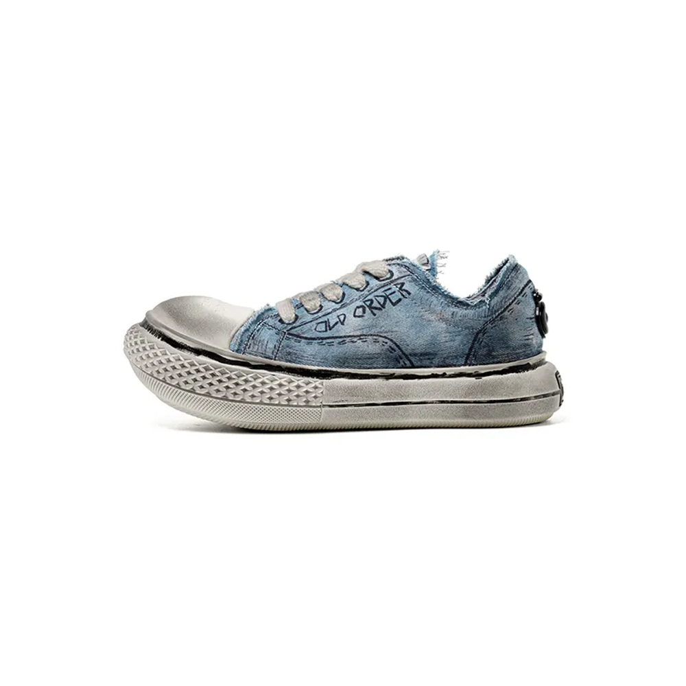Old Order Hand Drawn Graffiti Denim Sneakers Height Increasing