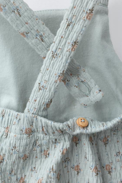 ZARA КОМБИНЕЗОН С ЦВЕТОЧНЫМ ПРИНТОМ И КРУЖЕВОМ, ЗЕЛЕНОВАТО-СИНИЙ