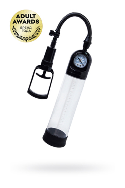 Помпа для пениса с монометром A-Toys by TOYFA Ebon, силикон, прозрачный, 20 см