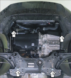 Усиленная защита Motodor картера двигателя, кпп. 2 мм, сталь. для Skoda Superb 2013-2015,Volkswagen Caddy 2004-2010,Skoda Yeti 2009-2018,Volkswagen Caddy 2010-2021 арт.02733