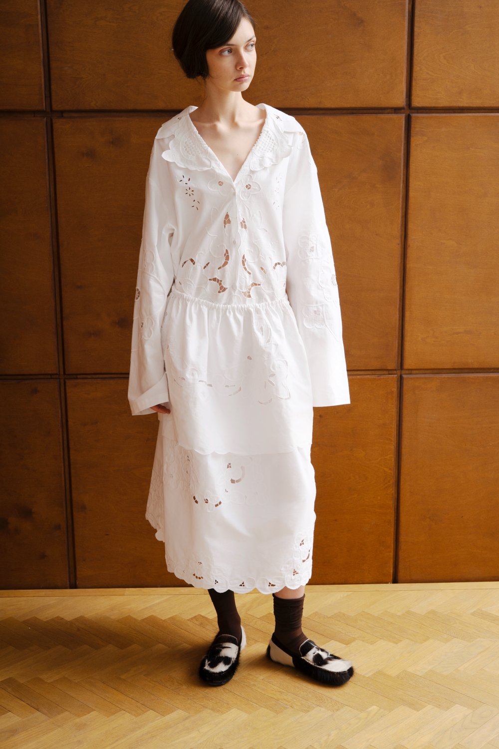 Рубашка с вставками кроше