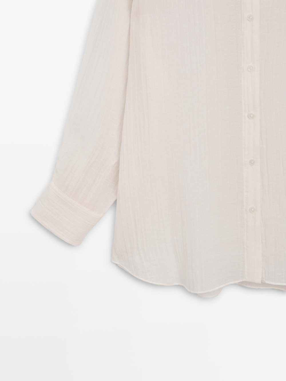 Massimo Dutti Струящаяся рубашка свободного кроя со складками, цвет слоновой кости