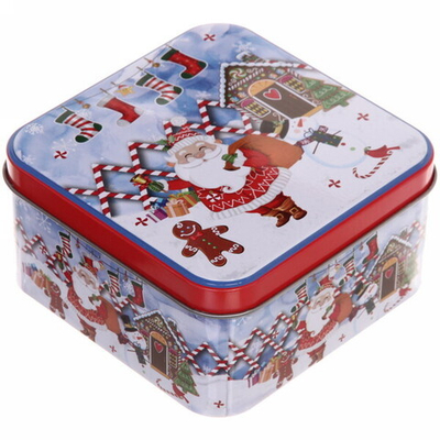 Банка жестяная «Дед Мороз и пряничный домик» 900мл 12*12*6,5см